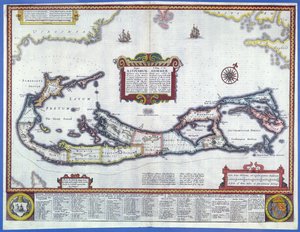 バミューダの地図（カラー彫刻）